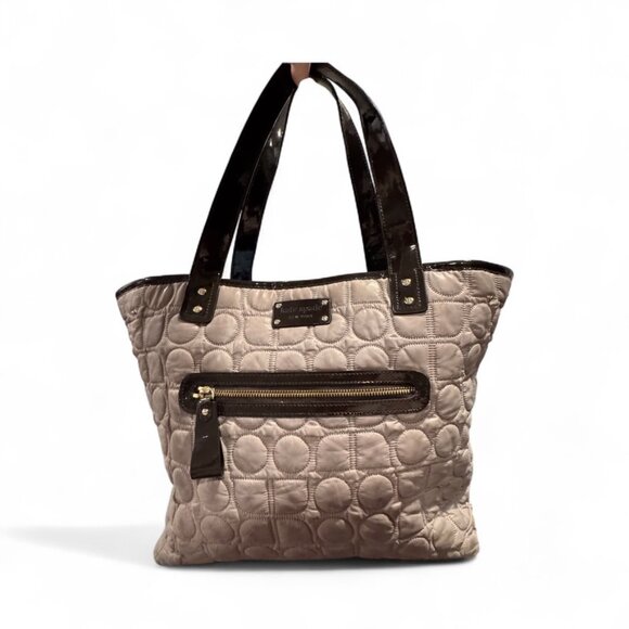 Vintage Kate Spade Quilted Tote Gray Handbag Bag - Picture 1 of 16